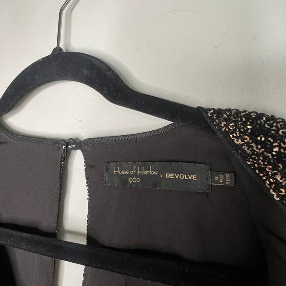 House of Harlow 1960 x Revolve Black Gold Sequin Mini Dress XS - Picture 6 of 7